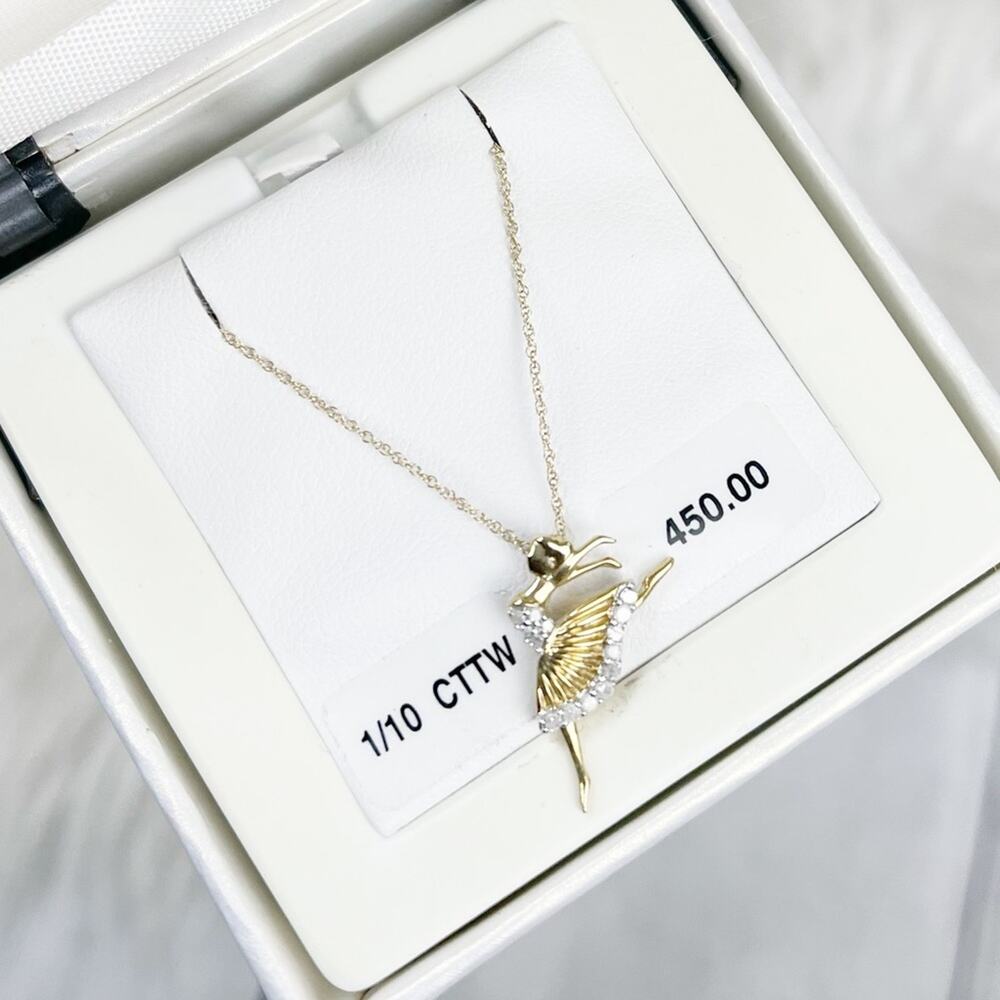 10KT Women's‎ Gold Ballet Ballerina Pendant Necklace NEW